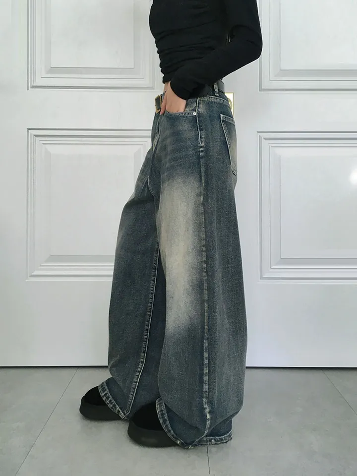 [숏,기본,롱/~XL/핏보장💙*밑단스냅단추 투웨이* 워싱 와이드데님] 헤이브밑단스냅와이드데님 상세 이미지 21