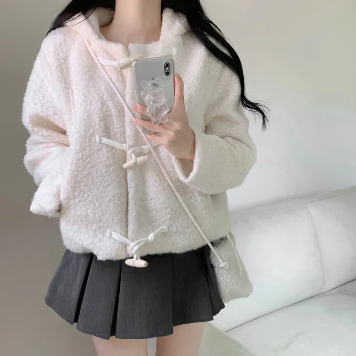 [따뜻아방핏!/모델강추💕] 비숑 더플 떡볶이 뽀글이 후드 크롭 점퍼 숏양털 코트 자켓 상세 이미지 6