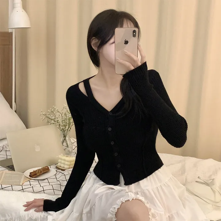 (4col♥) 슬림 골지 브이넥 트임 긴팔 니트 가디건 상세 이미지 17