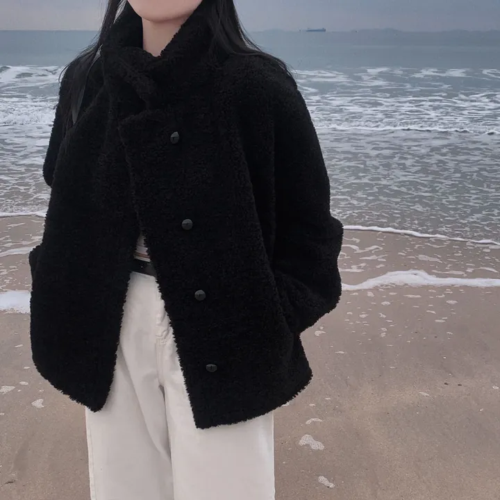 [왕아방핏🤎/주문폭주✨]후회없는 선택,푸들 양털 오버핏 하프 스웨이드 퍼자켓,코트 상세 이미지 46