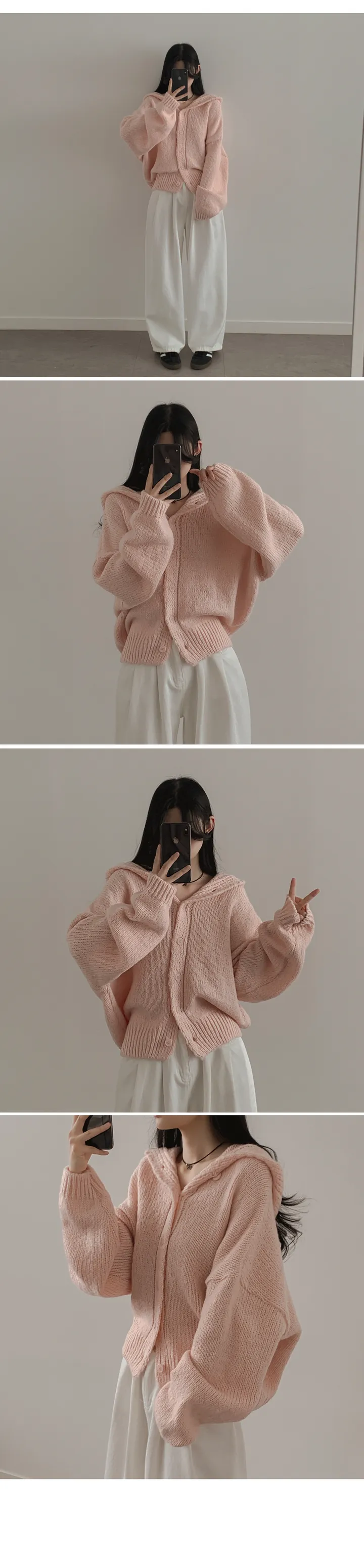 [폭닥폭닥/오버핏] 도도 파스텔 도톰 니트 후드가디건 봄신상 빅사이즈 루즈핏 상세 이미지 6