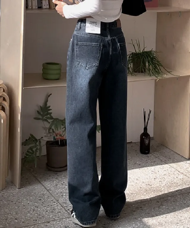 [New기모🔥12만장돌파!!] 와이드 스톤 데님팬츠 (5컬러,겨울청바지,기모바지,기모데님,기모팬츠,와이드팬츠,와이드데님,사계절데님,워싱데님,와이드청바지,출근룩)