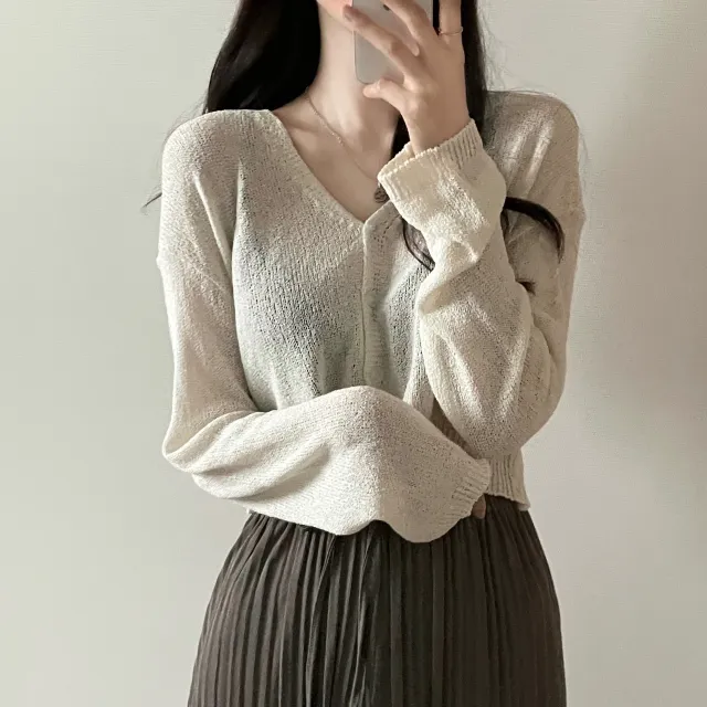 (5color)피넛 썸머 크롭 브이넥 가디건 상세 이미지 9