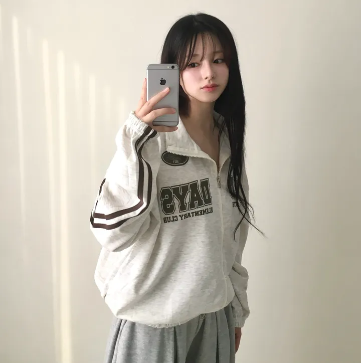 문의폭주!![핏보장🖤/왕오버핏!] 플로어 빈티지 프린팅 레터링 두줄 라인 배색 카라 투웨이 트랙 집업 남녀공용 커플아우터 빅사이즈 상세 이미지 18