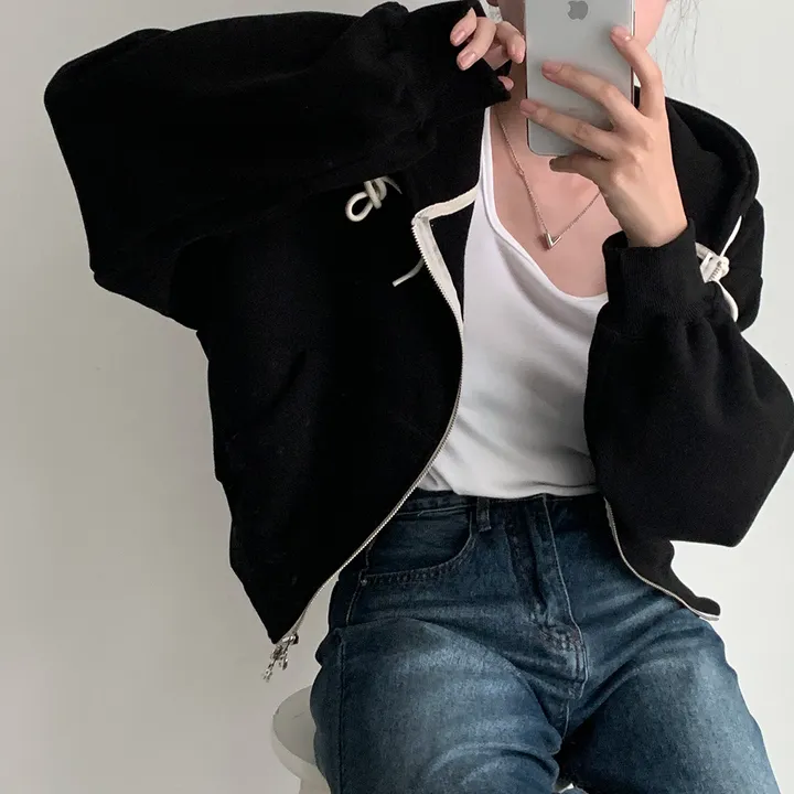 [완전인기✨/백염컬러 당일출고!] 자체제작 크치Made 꿈에 나온 핏, 투웨이 양기모 크롭 후드집업 ver 아우터 자켓 - zipup 상세 이미지 216