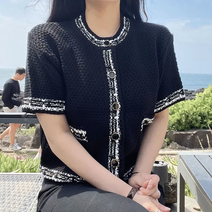 로망스 트위드 반팔 니트 가디건 7color 상세 이미지 2