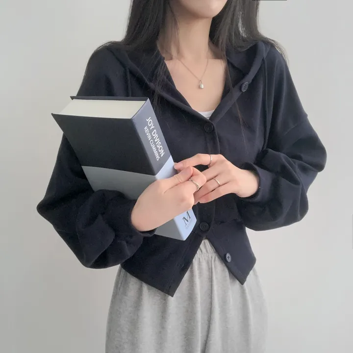 [허리군살 싹잡아줌] 잘록핏감! 소매낭낭 후드 단추 집업가디건 상세 이미지 19