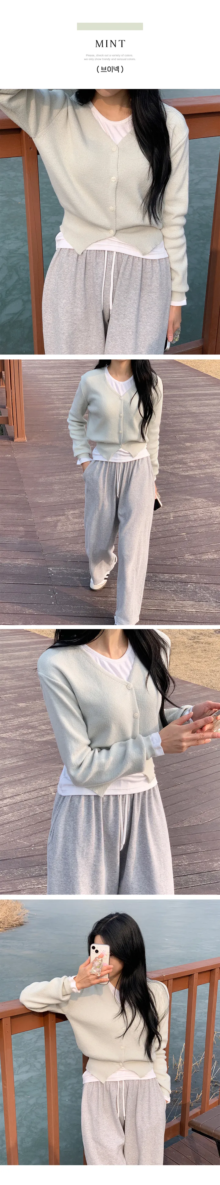(당일발송)(브이넥/라운드넥)(국내생산)파스텔 크롭 가디건(5color) 상세 이미지 14