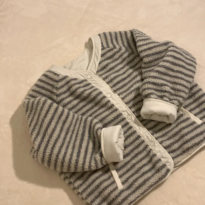 [봄신상/아방뽀글이] reversible fleece stripe snap button jacket 상세 이미지 12