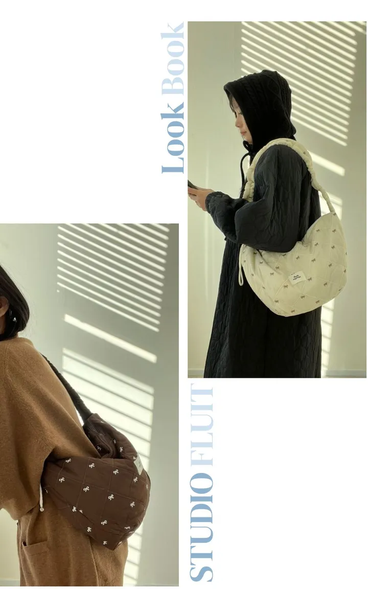 [머스트템/작은데 은근 보부상백]개강룩/여행필수템/곱창끈 리본자수 스트링 숄더 퀼팅백 상세 이미지 10