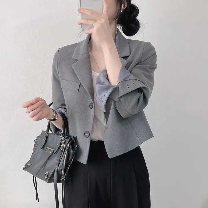 봄자켓*.* [패드없는, 퀄리티굿] 소매트임 크롭 자켓 상세 이미지 43