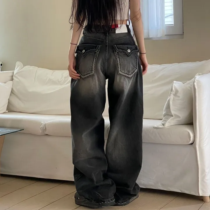 (OOTJ)린지 포켓 와이드 데미지 롱 블랙 데님 팬츠 one color/2 Size 상세 이미지 30