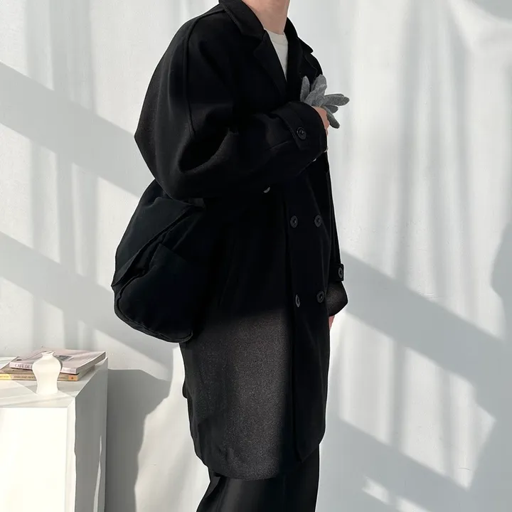 봄 가을 겨울 오버핏 하프 코트 미니멀 빅사이즈 아우터 남자트렌치라이크더블코트 상세 이미지 47