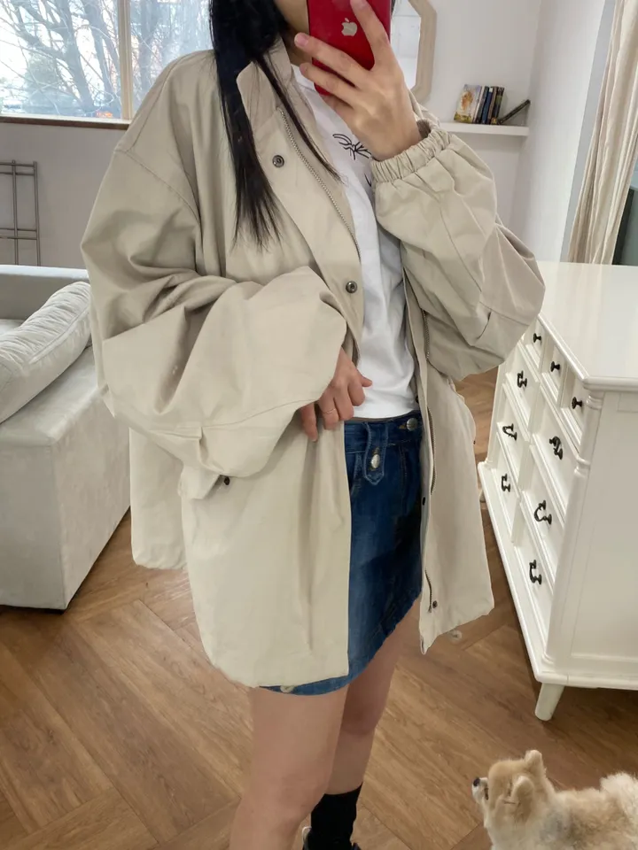 [간절기/오버핏] 피치 야상 집업 (beige) 상세 이미지 7