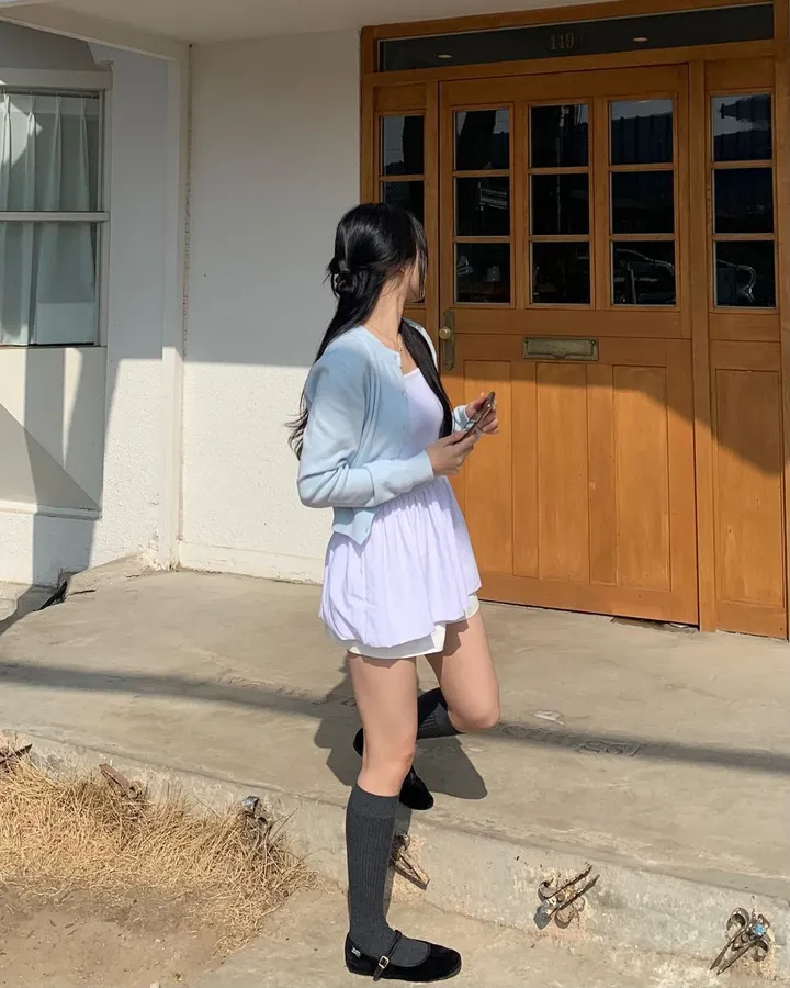 팔뚝살부각X /팬던트 가디건 봄가디건 세미크롭 크롭 니트 가디건 상세 이미지 106