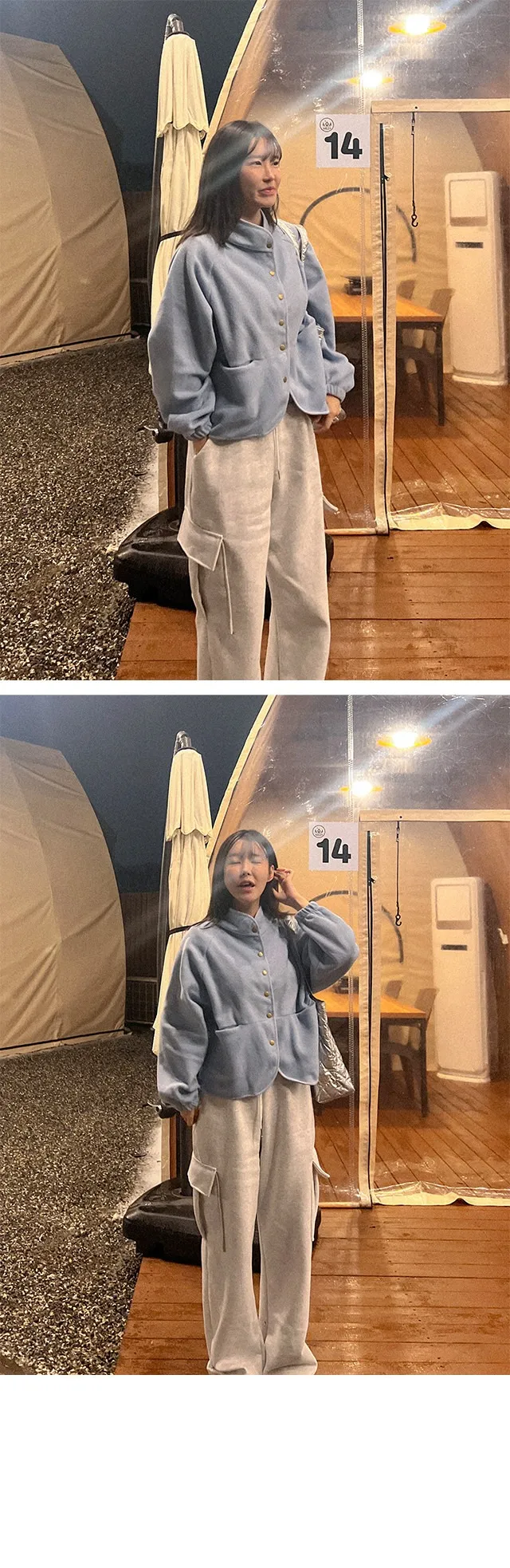 (기획/2color) 키딩 플리스 하이넥 래글런 포켓 루즈핏 기모 겨울 후리스 간절기 점퍼 상세 이미지 11