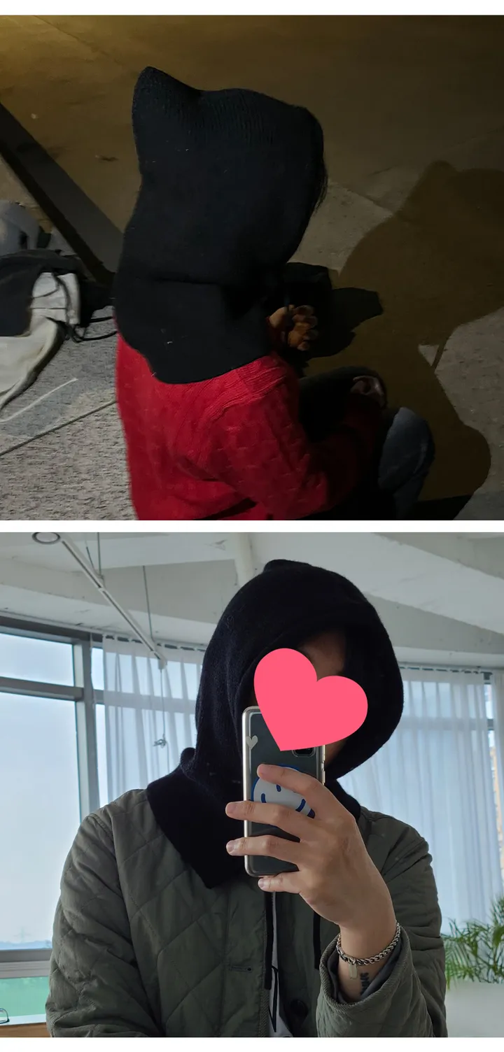 [리뷰증명🔥고퀄/당일🚀] 왕도톰 와이드 니트 넥워머 남녀공용 커플 겨울모자 후드 바라클라바 상세 이미지 35