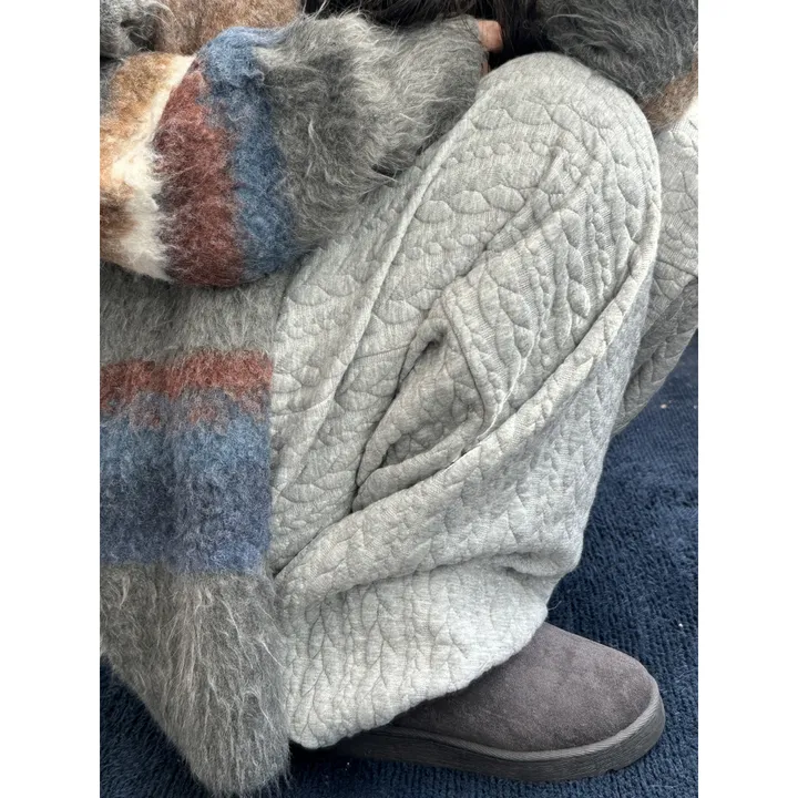 누빔🌡️[UNISEX/소장추천!]퀼트 블랭킷 웜업 케이블 포인트 윈터 루즈 와이드 트레이닝 팬츠(4color/5-7일 여유주문) 상세 이미지 6