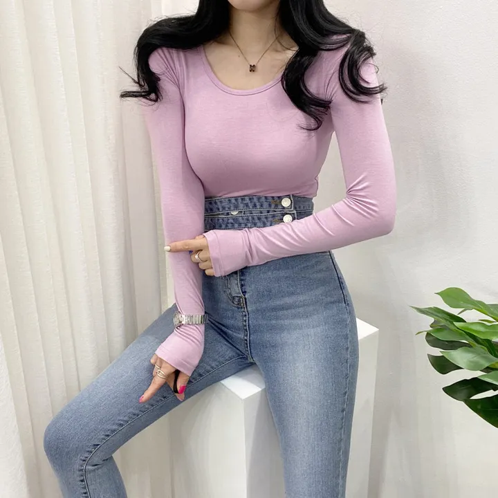 🚀당일발송🚀[묶음할인/10컬러] 봄 가을 말랑 유넥 긴팔 티셔츠 이너티 상세 이미지 39