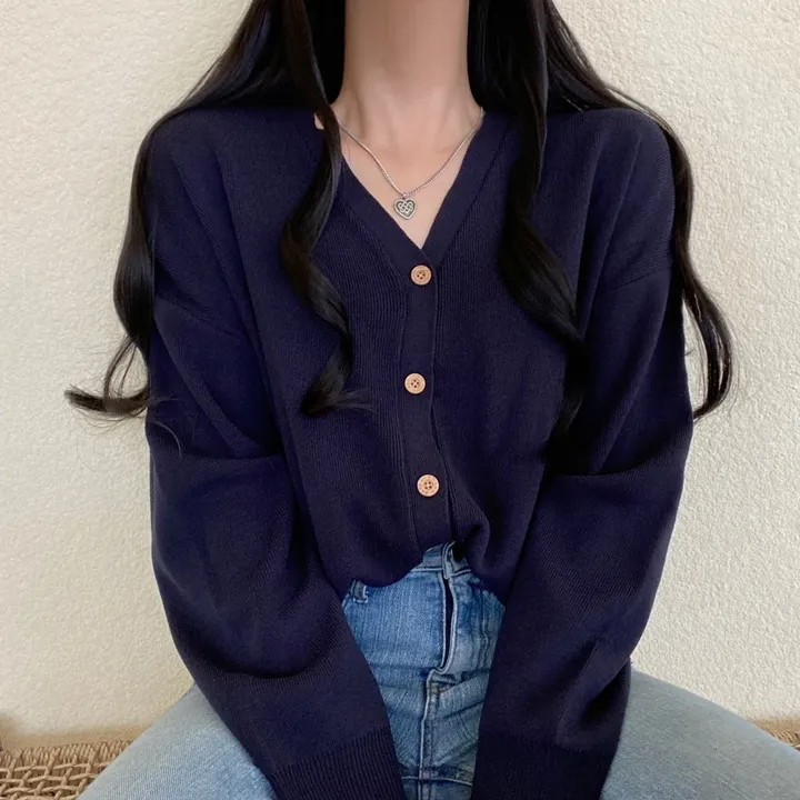 [12컬러/루즈핏] 복숭아 브이넥 단추 긴팔 가디건 상세 이미지 9