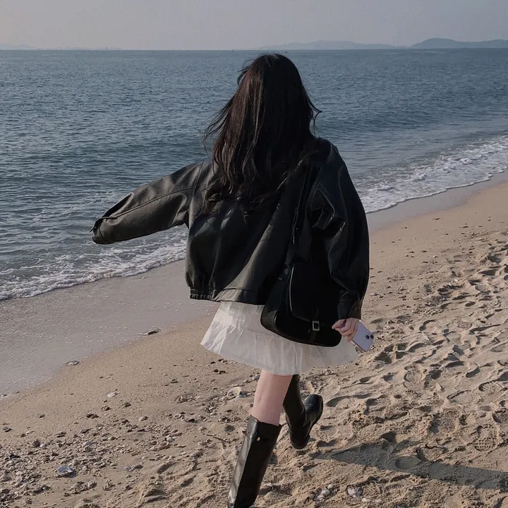 [핵고퀄!/✨주문폭주/후기극찬✨]매트 레더의 정석,오버핏 레더 블루종 자켓 점퍼 상세 이미지 33