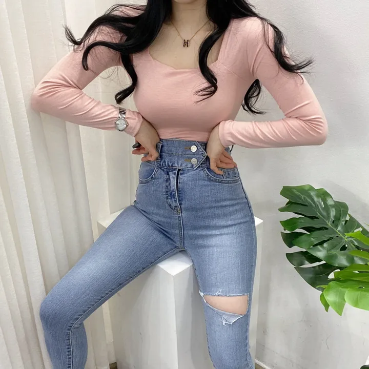 🚀당일발송🚀[묶음할인/기본템] 봄 가을 알프 셀리 스퀘어넥 긴팔 티셔츠 이너티 상세 이미지 25