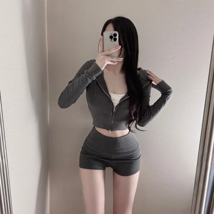 🩶섹시꾸안꾸🩶 요물 후드집업 숏팬츠 트레이닝 투피스 세트 상세 이미지 18