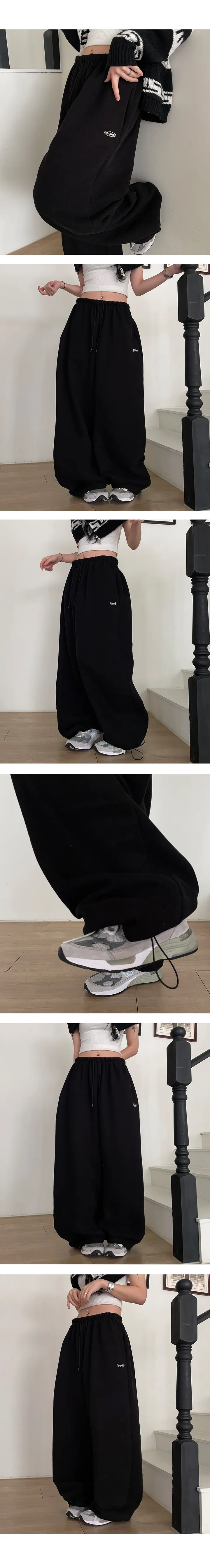 3XL 양기모 자수포인트 밑단스트링 와이드 팬츠 [빅사이즈/통통제작] 상세 이미지 8
