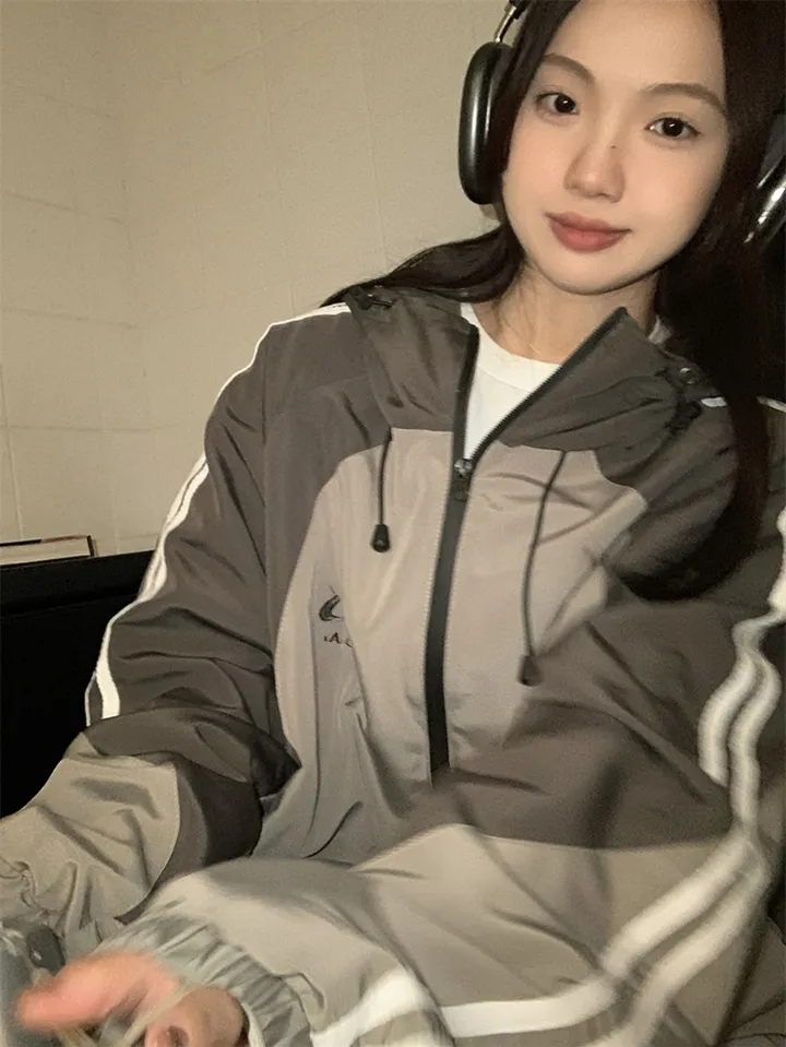 [봄신상💗/고프코어]햄프턴 배색 트랙라인 바스락 후드 윈드브레이커 바람막이 집업 상세 이미지 12