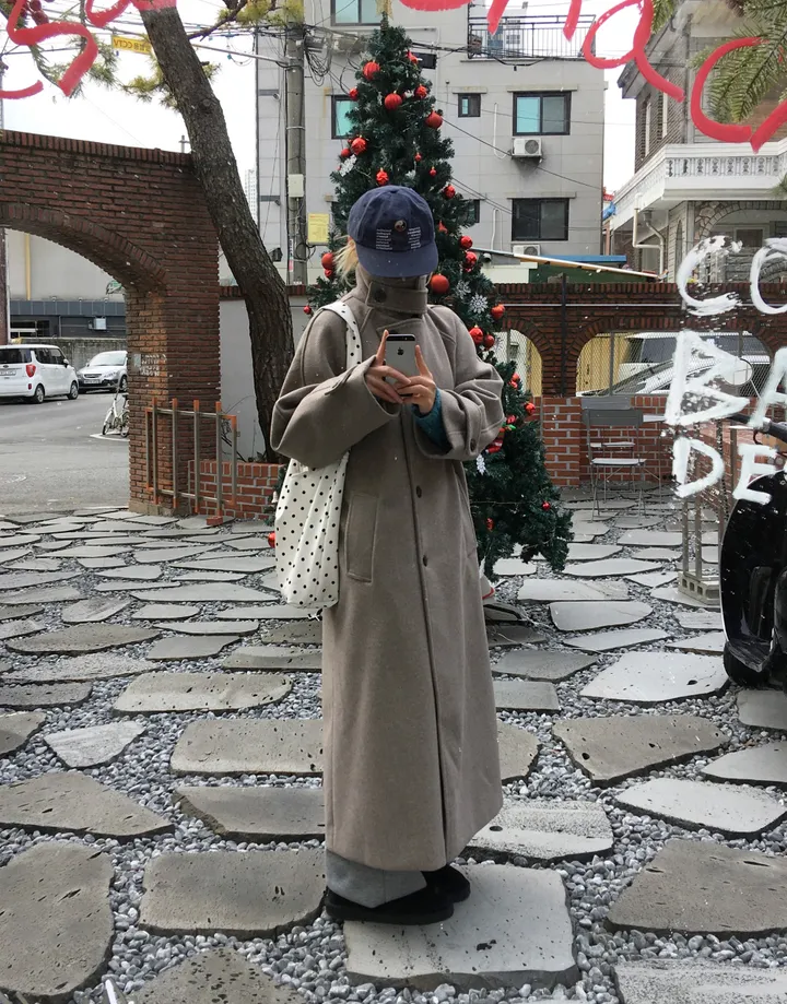 플랜 루즈핏 하이넥 롱 코트 상세 이미지 16