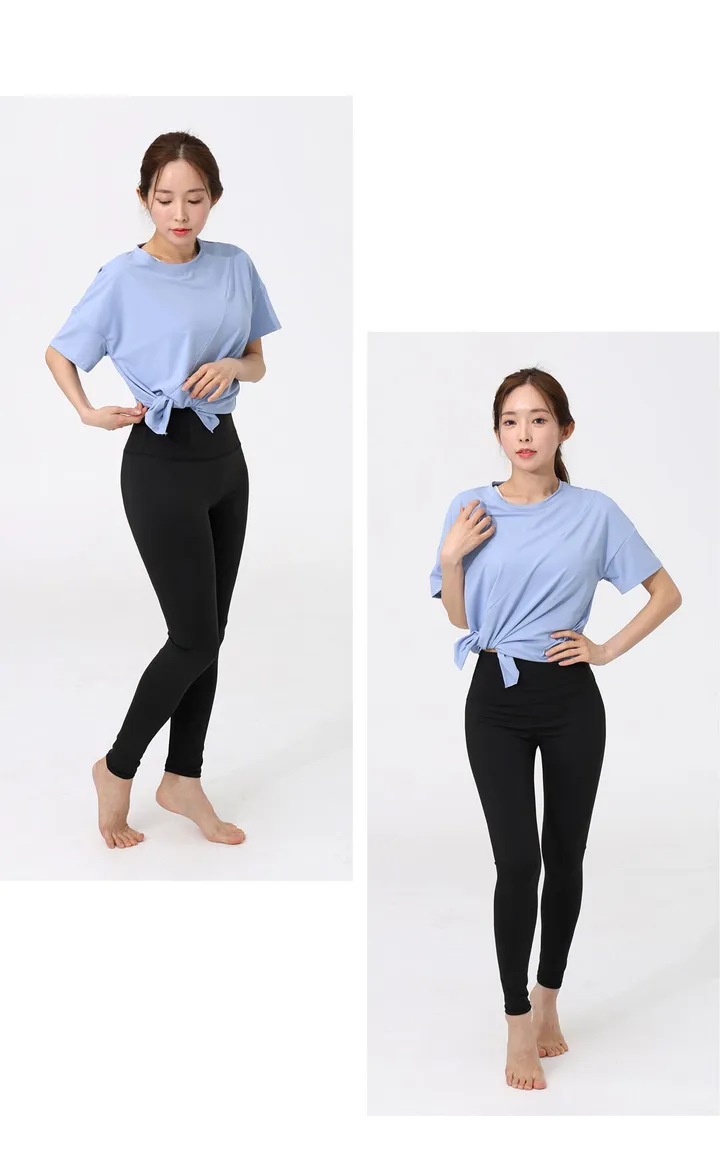 사이드 오픈 오버핏 힙커버 반팔 요가 티셔츠 여성 필라테스상의 루즈핏 요가복 운동복 상세 이미지 24