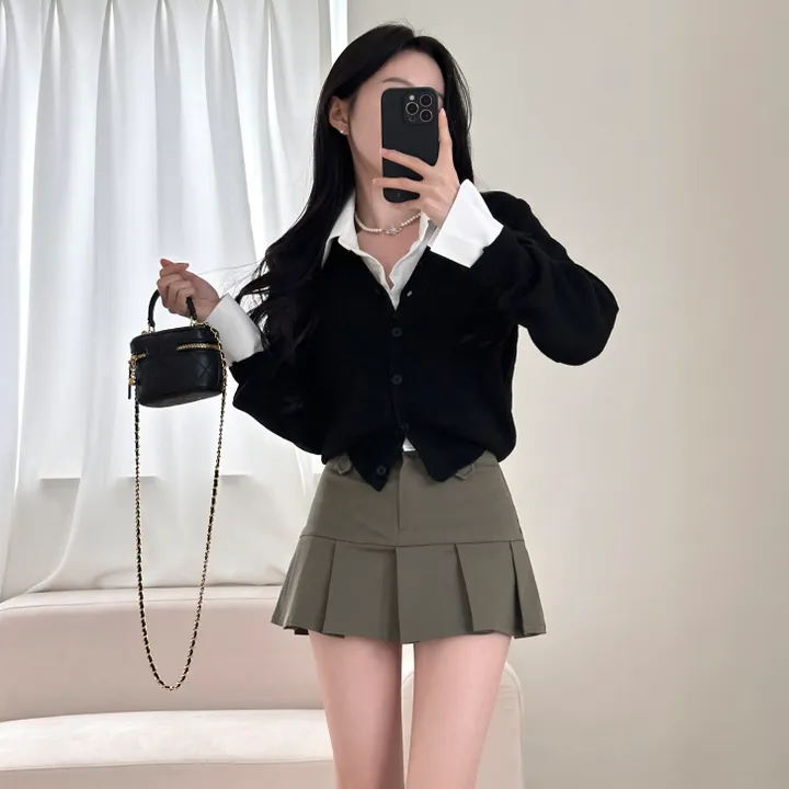 [허리잘록~/벚꽃룩!] 데일리 무지 브이넥 크롭 긴팔 니트 가디건 - 5color 상세 이미지 31