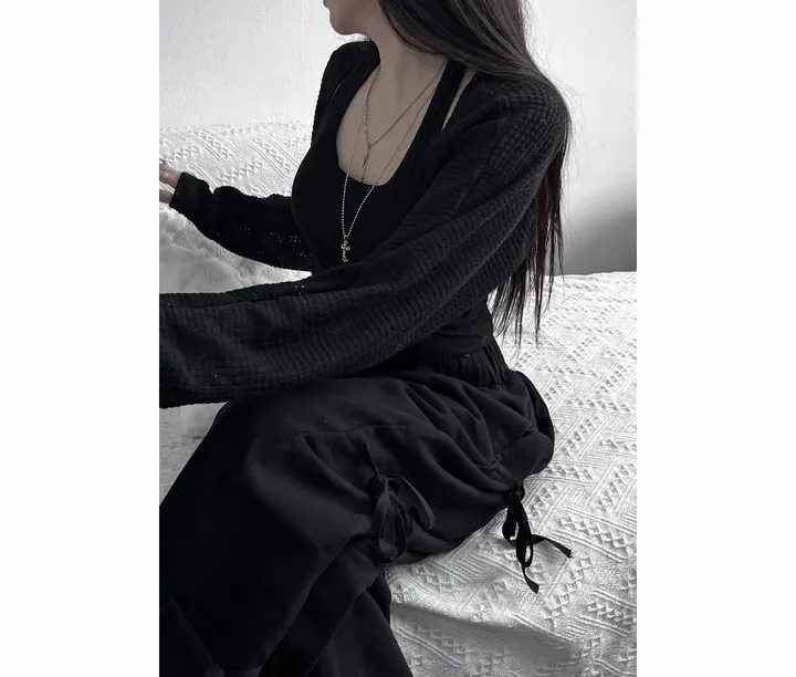 bolero strap waffle cardigan 상세 이미지 22