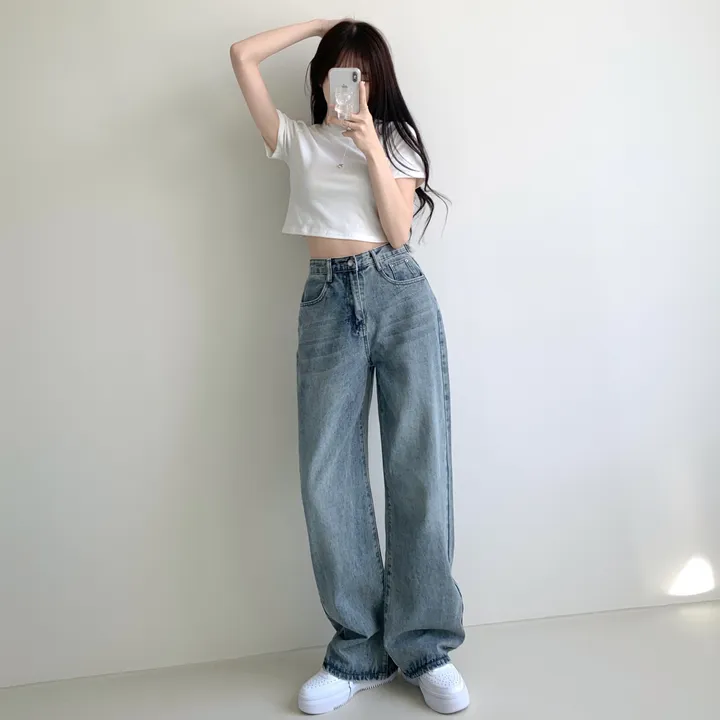 ["인생"데님🖤/기장선택/~XL] 올데이 하이웨스트 캣브러쉬 워싱 데님 와이드 팬츠 바지 키작녀 키큰녀 빅사이즈 청바지 상세 이미지 9