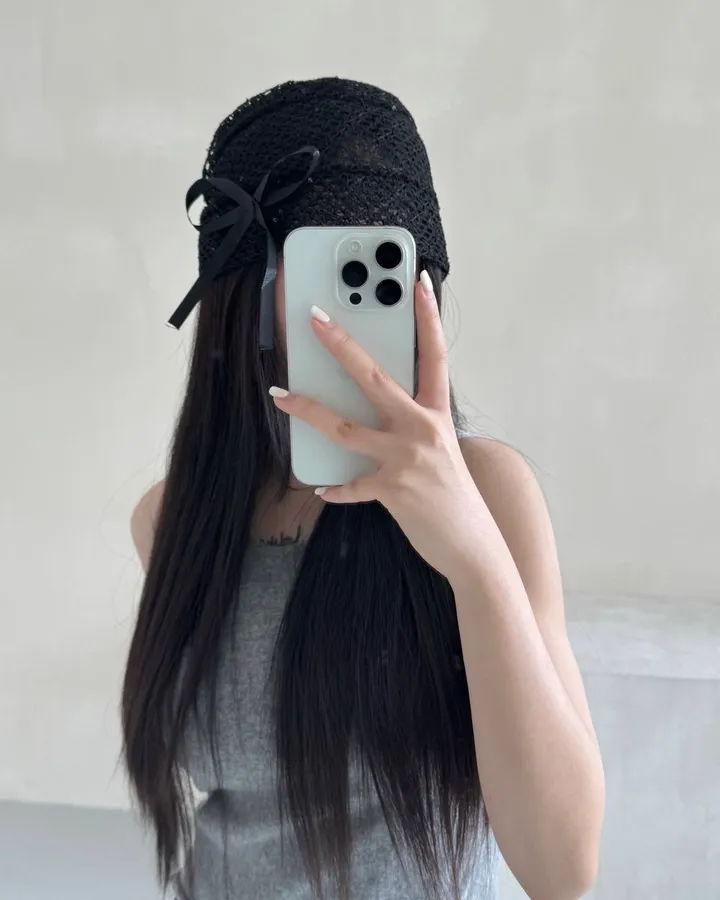 [당일✨강력추천✨] 리본 시스루 비니 2color 상세 이미지 5