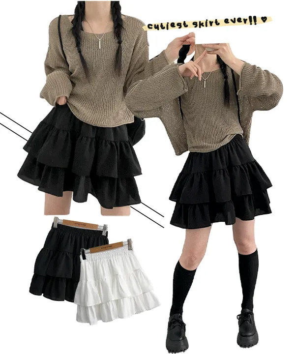 속바지있음! 러블리함가득 밴딩 캉캉 미니 플레어 스커트(2color)