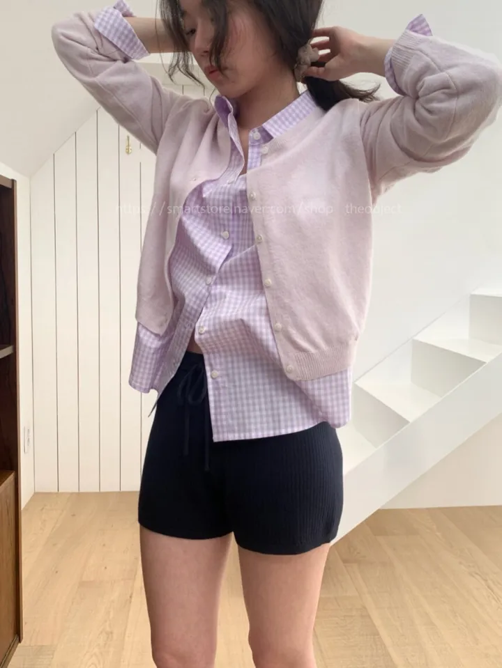 [레드당일] 데일리 라운드 캐시가디건 베이직 기본 니트 자개단추 봄 간절기 올리브 연핑크(5color) 상세 이미지 16