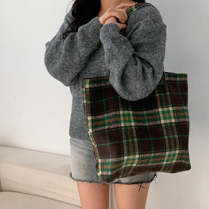 🌼2color🌼 윈터 체크 에코백🚚당일출고🚚 (그린, 네이비) 크리스마스, 연말파티, 겨울신상⛄︎ 상세 이미지 36