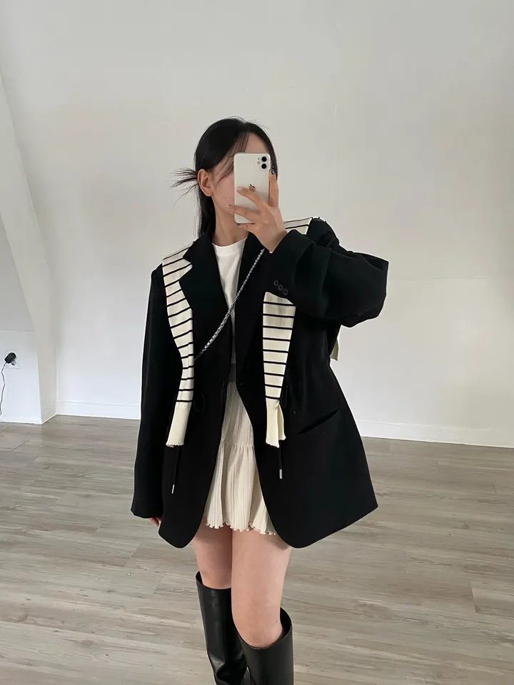 [25ss봄재진행🌷/44-99] 원버튼 오버핏 스트링 자켓 (3colors) / (대디자켓 박시자켓 빅사이즈자켓 봄자켓 허리스트링 패드자켓 오버자켓 보이핏자켓 ) 상세 이미지 26