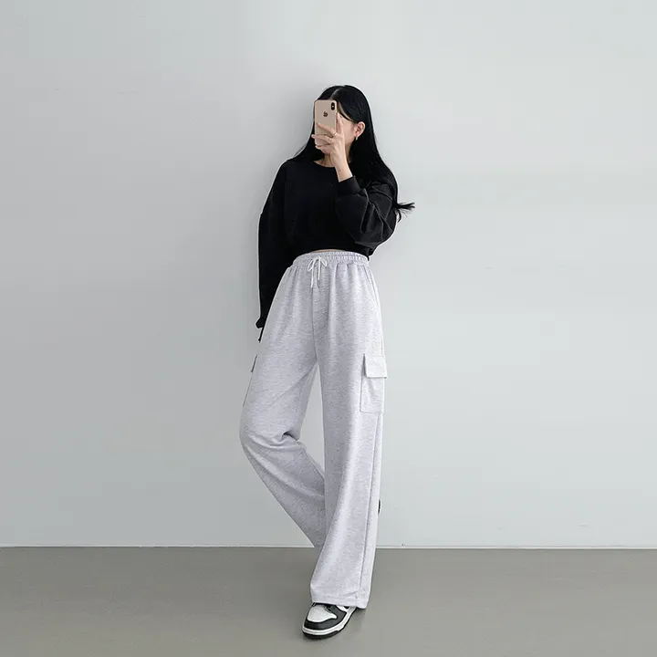 10가지 파스텔색감 숏앤롱 카고 트레이닝 와이드 팬츠  P0008040 상세 이미지 44