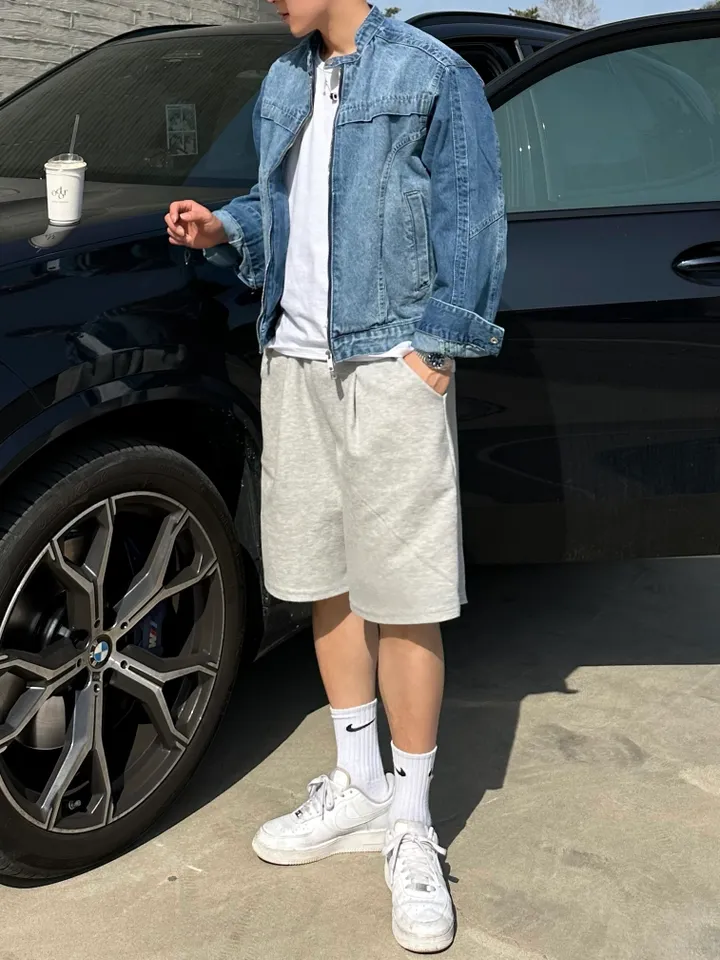2사이즈! 커플 바이커 청자켓 데님 자켓 흑청 진청 겨울 가을 봄 커플룩 시밀러룩 꾸안꾸 코디 세트 크롭 슬림핏 오버핏 남녀공용 투피스 남자 데이트 빅사이즈 트레이닝  와이드팬츠 상세 이미지 36