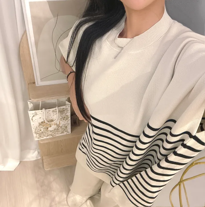 *빠른출고 *체형커버굿 [*44-77/highqual] 모먼트 스프라이트 소프트 단가라 케이프 니트 + 밴딩 와이드 니트 팬츠 투피스 트레이닝세트 - 4color 상세 이미지 17