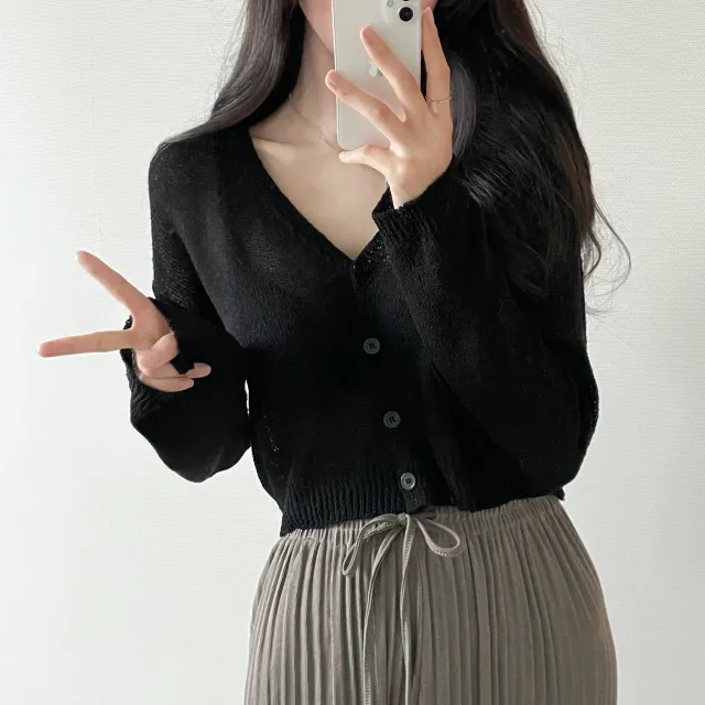 (5color)피넛 썸머 크롭 브이넥 가디건 상세 이미지 23