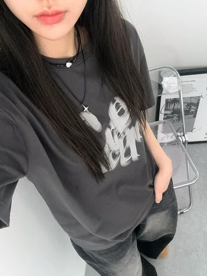 [2만장판매🫶박스티/y2k🎧빈티지 힙무드 레터링나염반팔티] 크레센도레터링반팔 상세 이미지 34