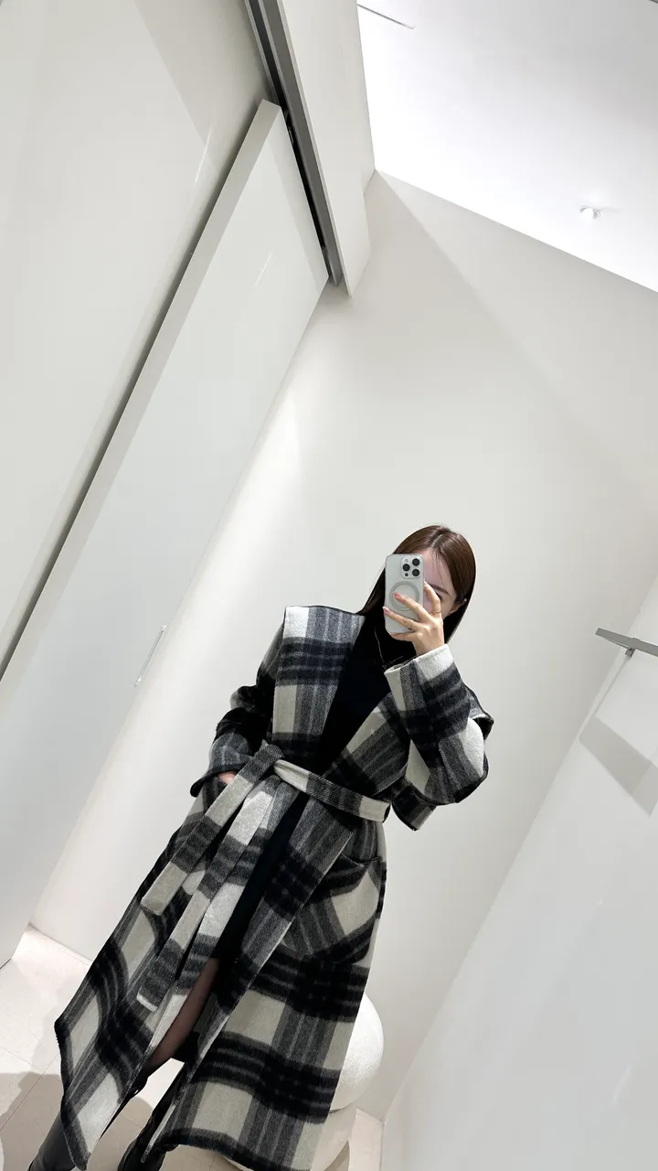 세일러 빅카라 체크 후드 롱코트 (수입) 상세 이미지 3