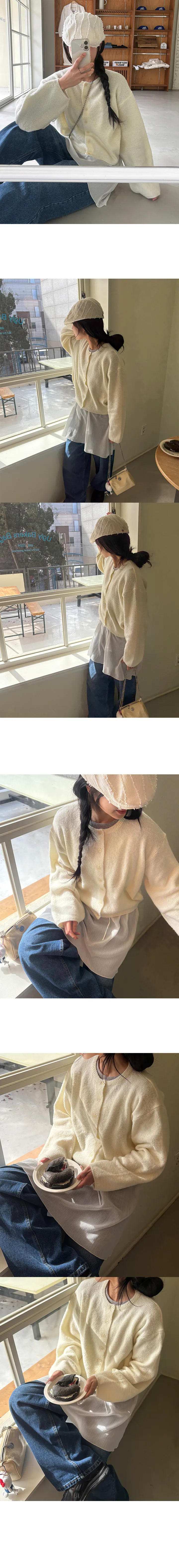 [봄신상/폭닥폭닥]버터링 루즈핏 라운드 크롭 니트 가디건 상세 이미지 3