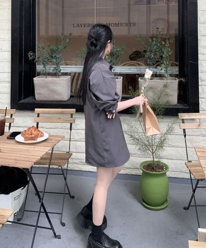 [set🖤/기장조절/데이트룩] 셔츠ops+뷔스티에ops 투피스 레이어드 세트set 상세 이미지 39