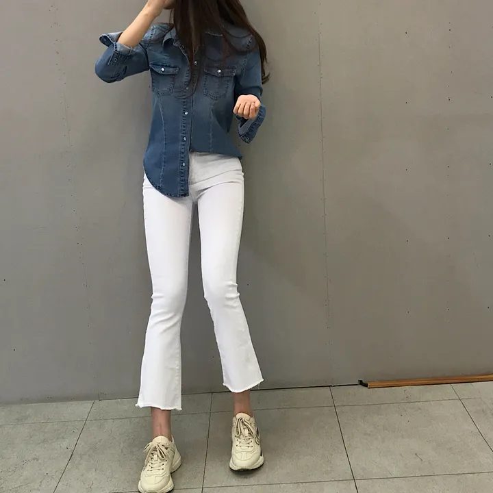 반팔/긴팔 주문폭주 스판 슬림핏 데님 청남방 자켓 셔츠 상세 이미지 15