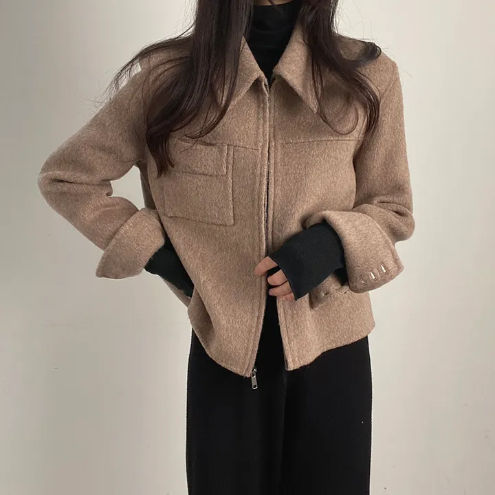 (오버핏,울100) 보들 데일리 핸드메이드 숏코트 상세 이미지 12