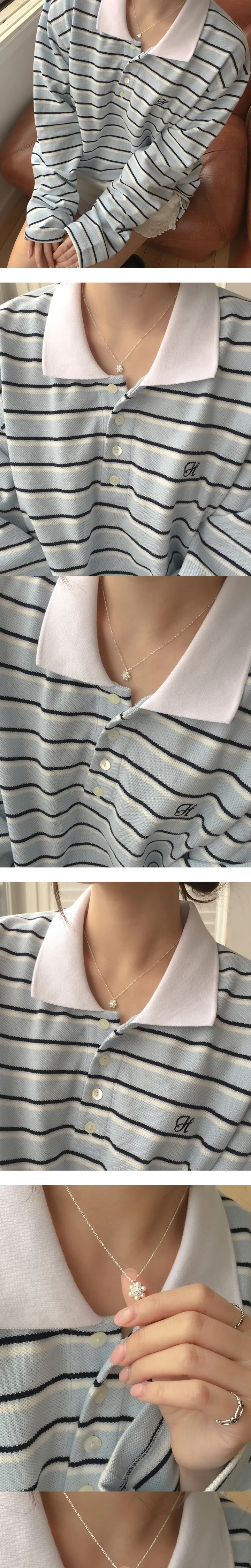 lily necklace (silver925) 진주 플라워 펜던트 실버 목걸이 상세 이미지 4